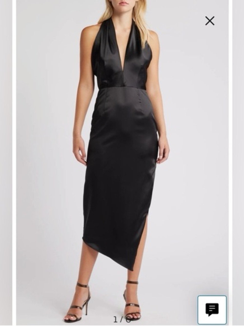 Lulus Black Satin Halter Midi Dress